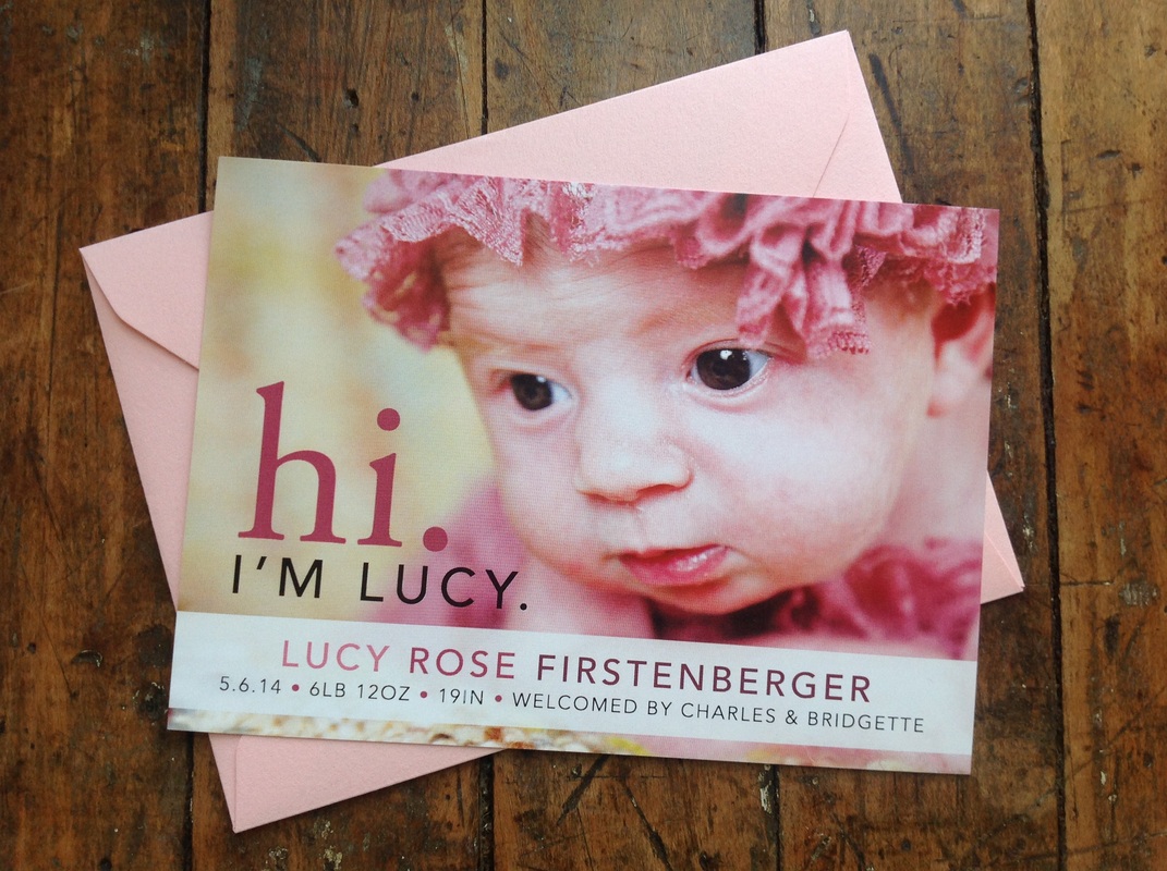 Lucy. Birth Announcements. Dearly Noted. www.dearly-noted.com