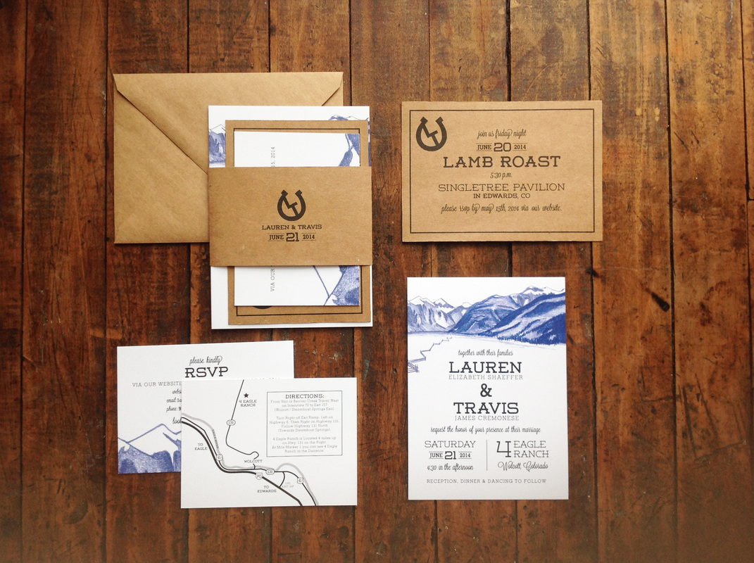 Lauren + Travis. Colorado Wedding. Invitations. Dearly Noted.  www.dearly-noted.com